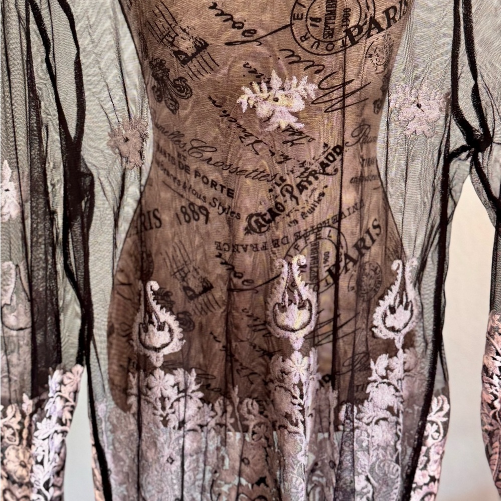 Elegant Black and White Sheer Dress